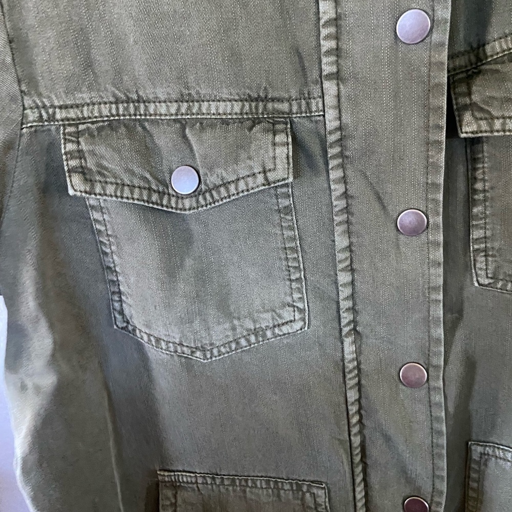 Olive Button Down Women's Shirt - Picture 3 of 10
